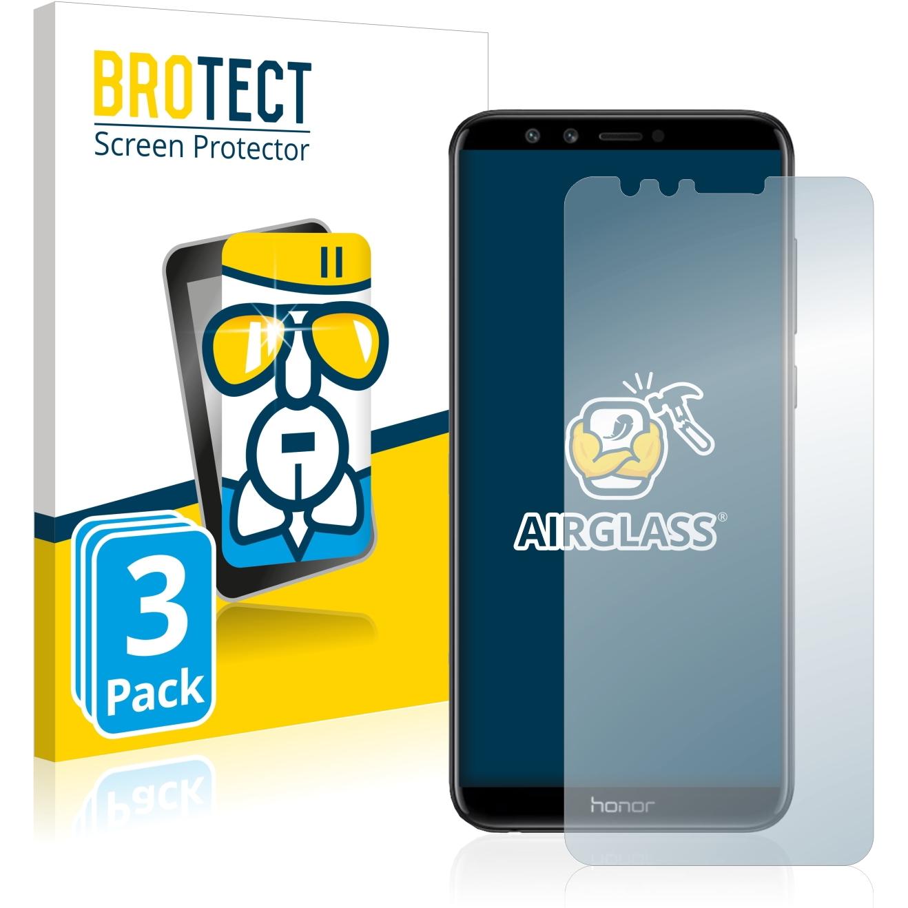 BROTECT AirGlass Panzerglasfolie (3 Stück, Honor 9 Lite), Smartphone Schutzfolie, Transparent