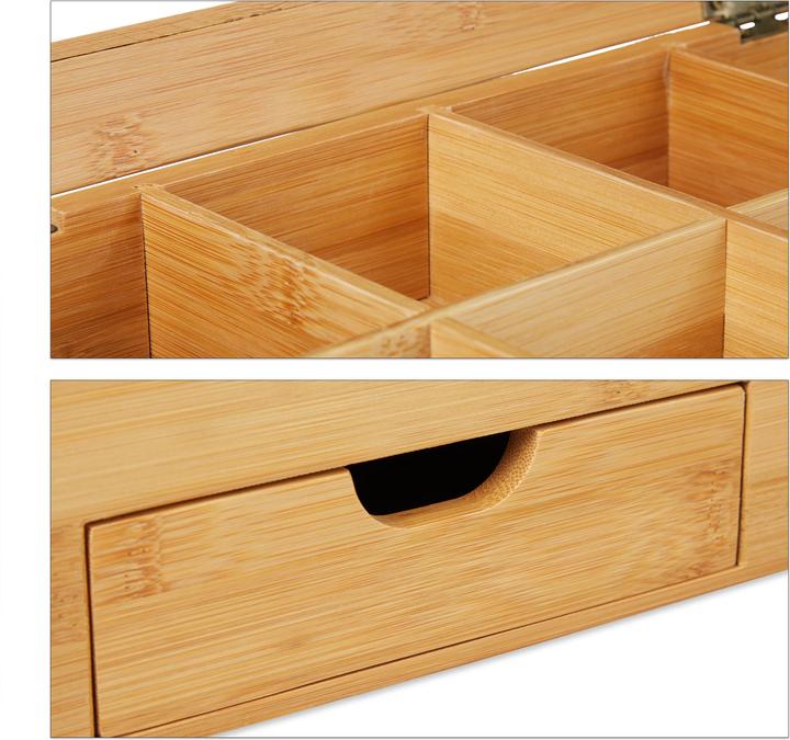 Actual product image Relaxdays Bamboo Tea Box, Lid with Window
