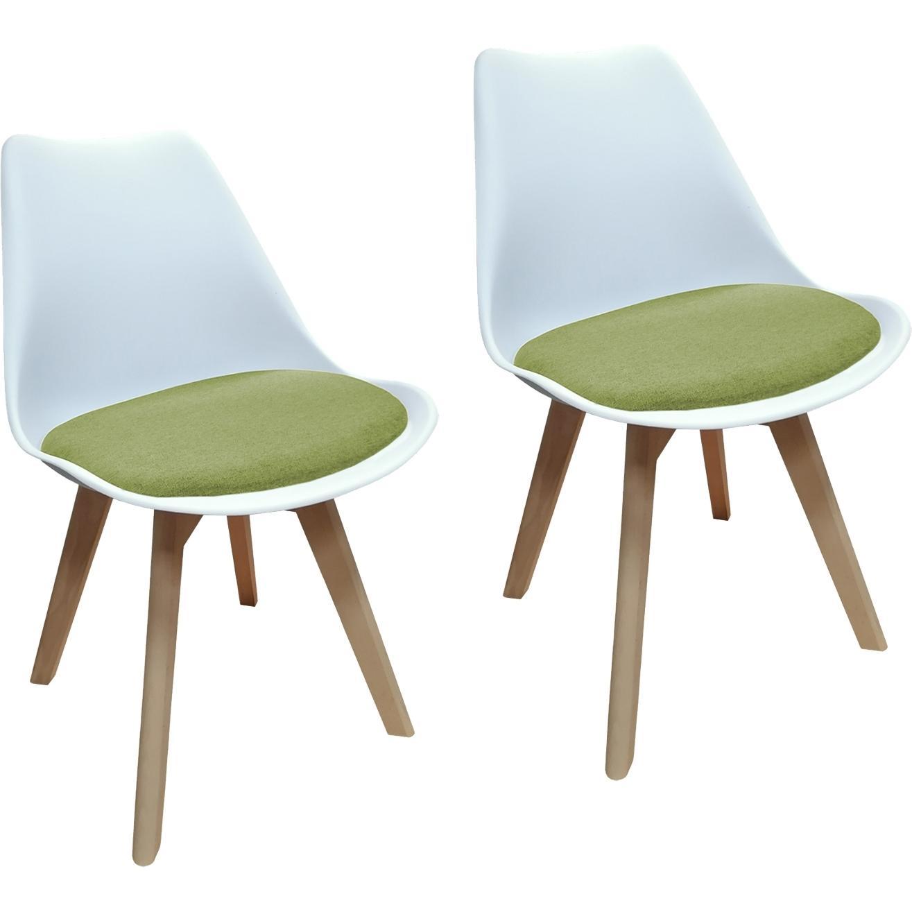 HTI-Living, Stühle, Esszimmerstuhl 2er Set Atlanta Weiss/Grün