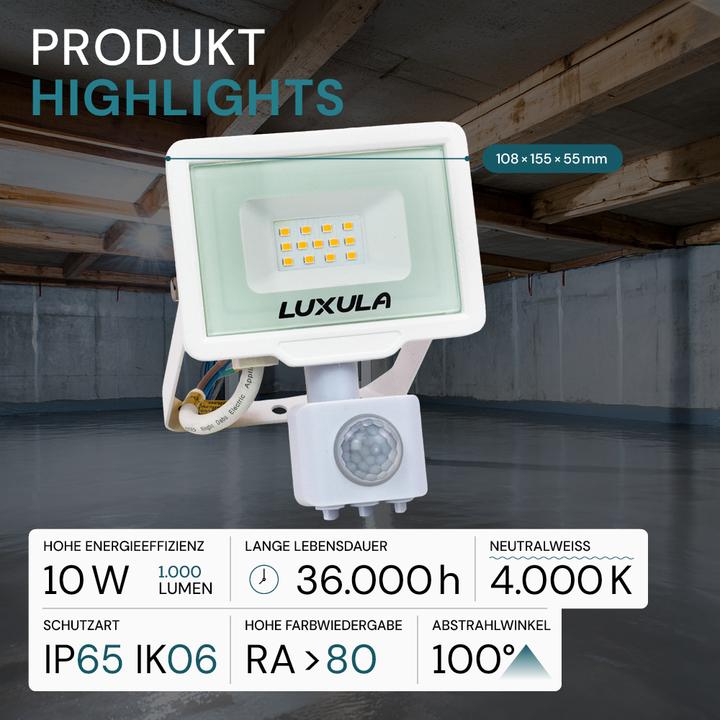 Actual product image Luxula LED floodlight with motion detector (1000 lm, IP65)