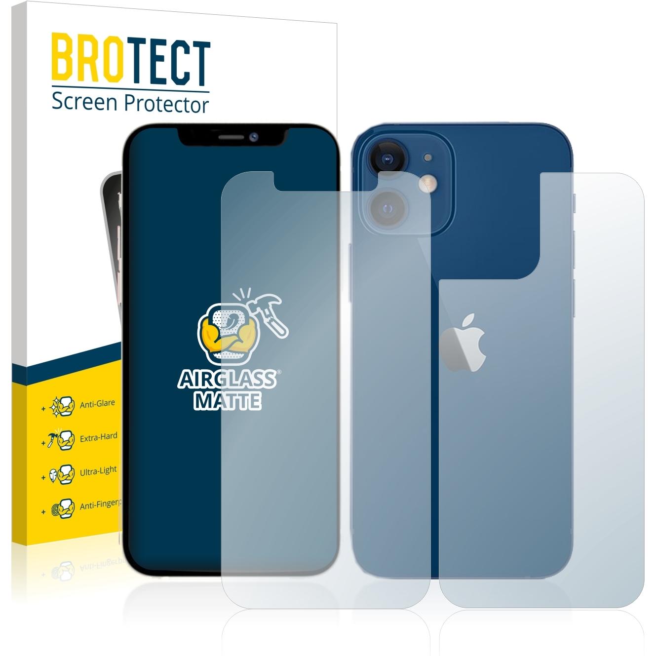 BROTECT AirGlass Panzerglasfolie Matt (1 Stück, Apple iPhone 12), Smartphone Schutzfolie, Grau