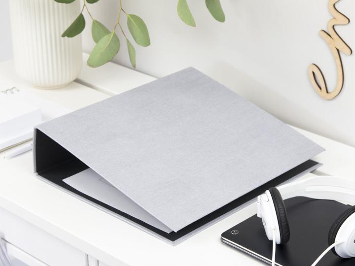 Immagine prodotto Bigso Cartella di lino Archie grigio chiaro (A4, 85 mm)