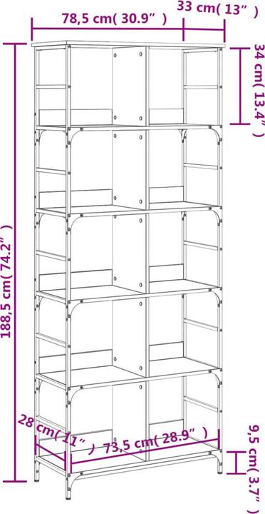 Immagine prodotto vidaXL Georgetta (78,5 x 33 x 153 cm)