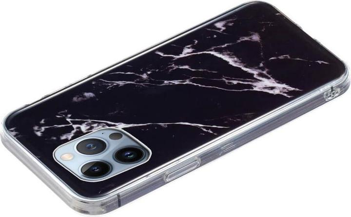 Actual product image Cover-Discount iPhone 15 Pro - Silicone Rubber Case Black Marble (Apple iPhone 15 Pro)