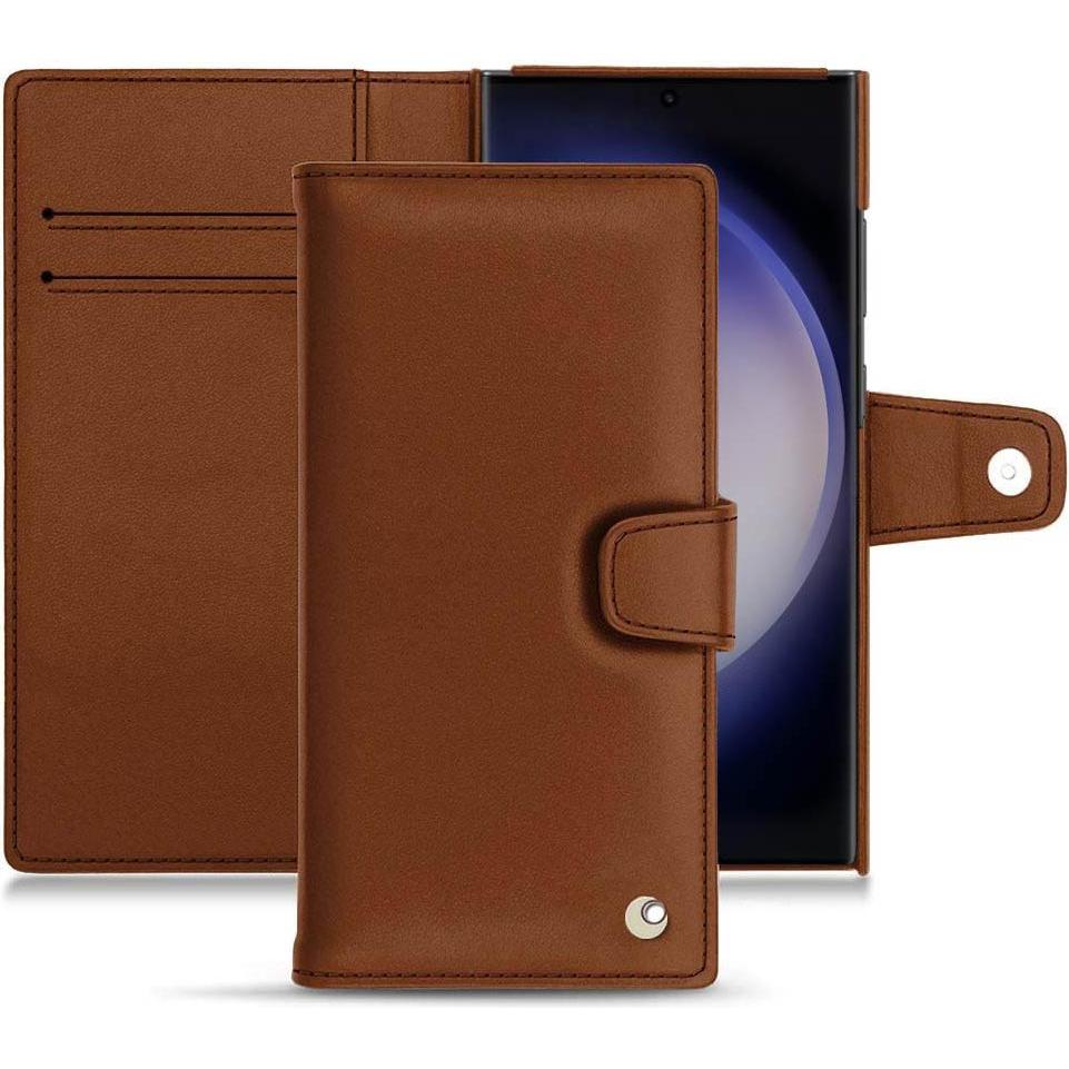 Noreve Lederschutzhülle Samsung Galaxy S23 Ultra (Samsung Galaxy S23 Ultra), Smartphone Hülle, Braun