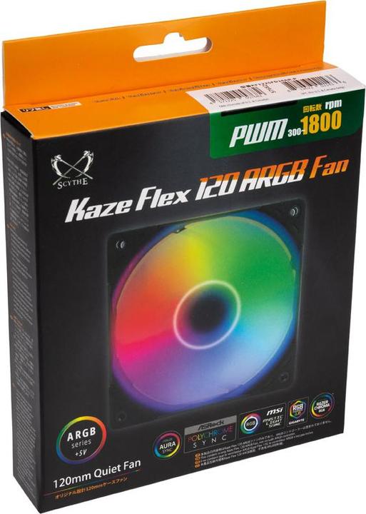 Image du produit Scythe Ventilateur Kaze Flex 120 ARGB PWM, 300-1800 tr/min (120 mm, 1 x)