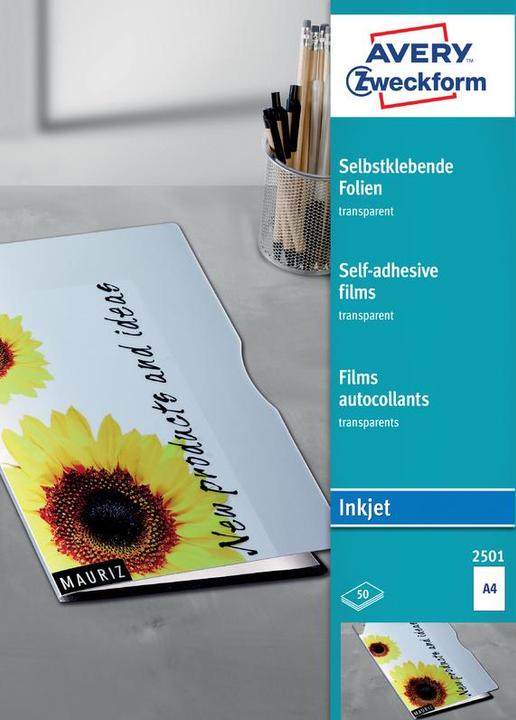 Actual product image Avery ZW. Ink-Jet Folien A4 2501Z 0,17mm,selbstklebend 50 Blatt