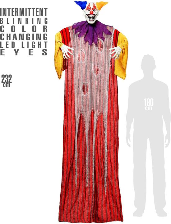 Actual product image Widmann Horror Clown With Pulsating Flashing Colour Changing LED Eyes 232 cm (1 pcs.)