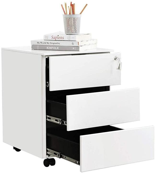 Songmics Aktenschrank mit 3 Schubladen, Detailfarbe: Weiss