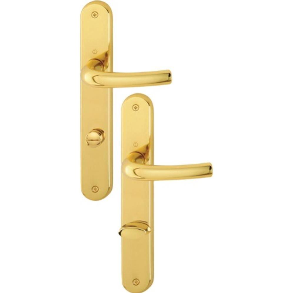 Hoppe, Türgriff + Fenstergriff, Langschildgarnitur Tôkyô M1710RH/265 Messing F71 SK/OL 78 mm DIN links / rechts (Türgarn...
