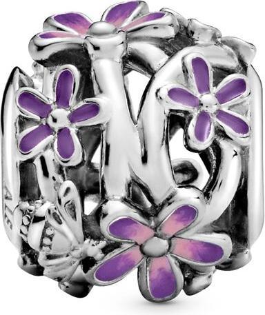 Actual product image Pandora Charm Openwork Violet Daisy (1.12 cm, Silver 925, Enamel)