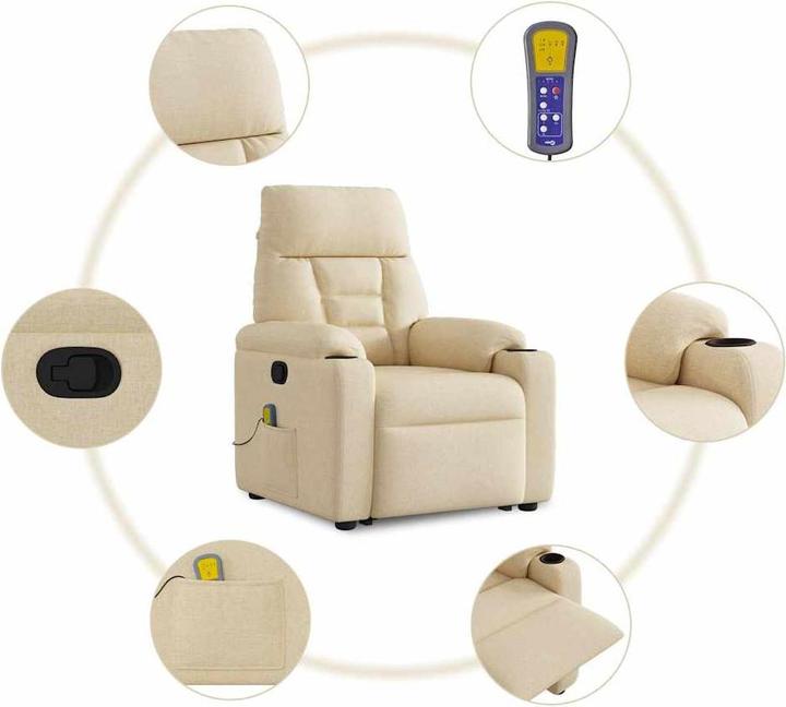 Immagine prodotto vidaXL Poltrona massaggiante con ausilio stand-up in tessuto crema