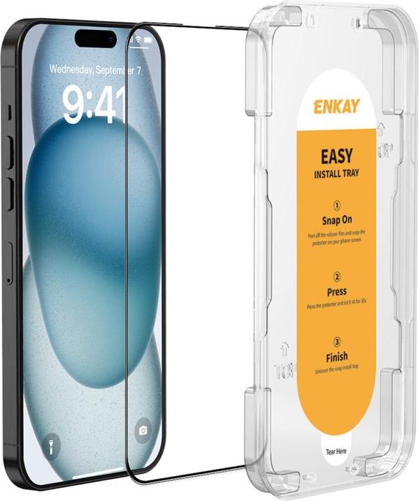 Actual product image Enkay Easy Glass armoured glass screen protector (1 pcs., Apple iPhone 15)