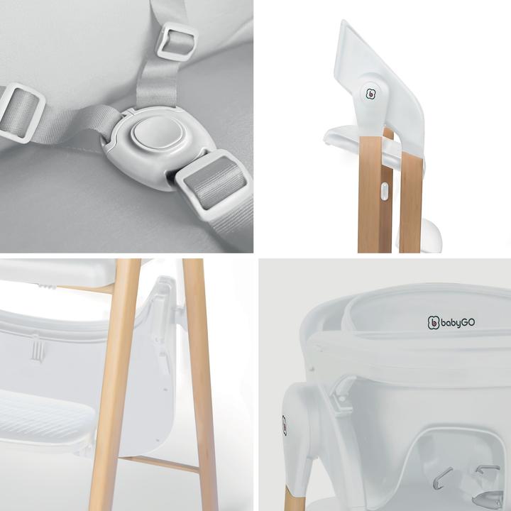 Actual product image BabyGo Levels Newborn Highchair weiss/Holzoptik (Highchair)