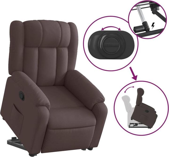 Actual product image vidaXL Relax armchair with stand-up aid armchair TV armchair dark brown fabric
