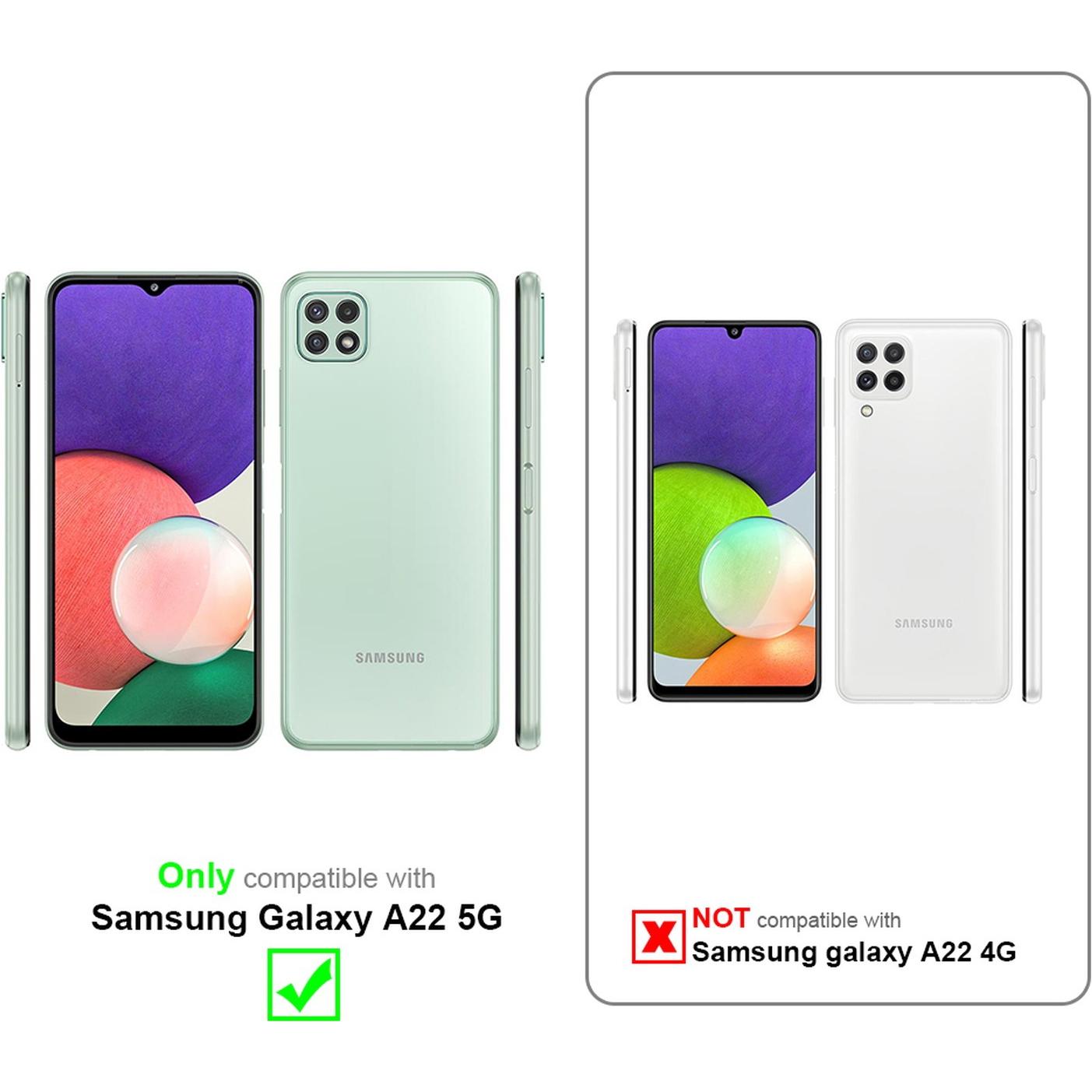 Thumbnail - Cadorabo Flower Book Hülle (Samsung Galaxy A22 5G), Smartphone Hülle, Türkis
