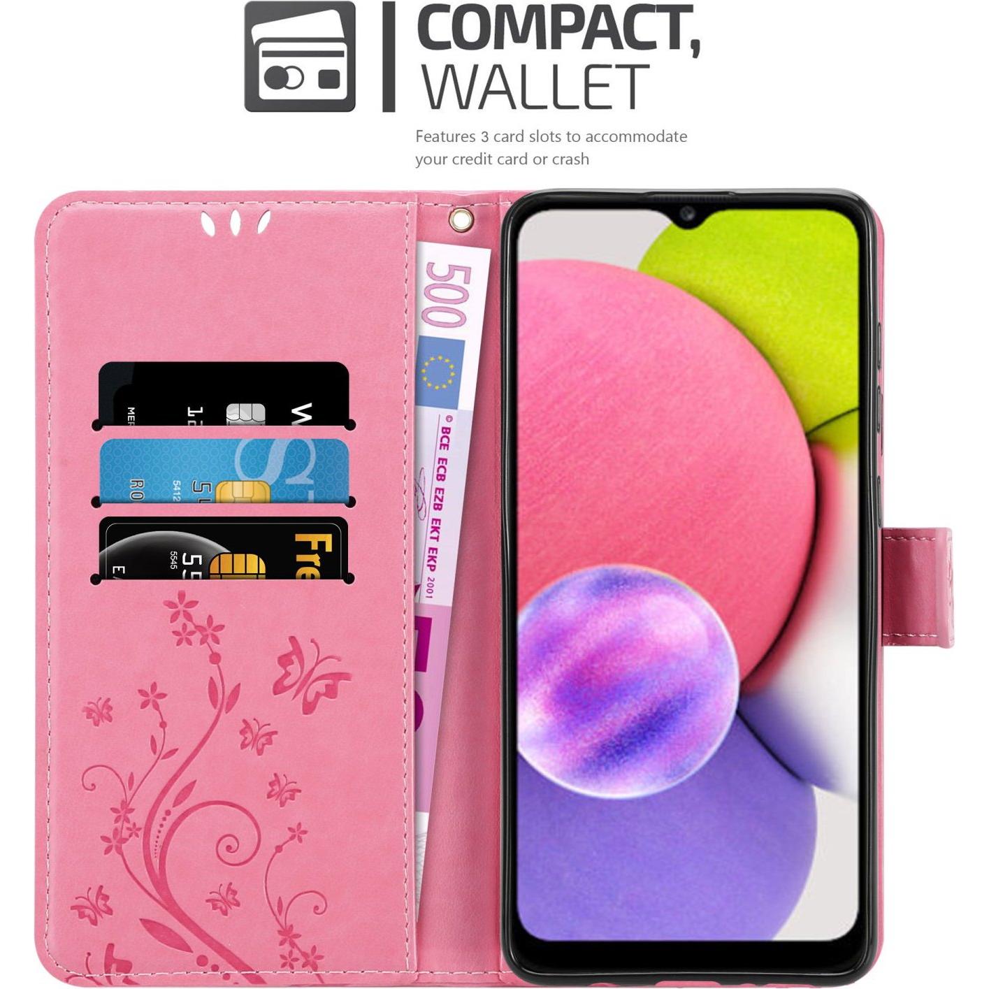 Thumbnail - Cadorabo Flower Book Hülle (Samsung Galaxy A03s), Smartphone Hülle, Rosa