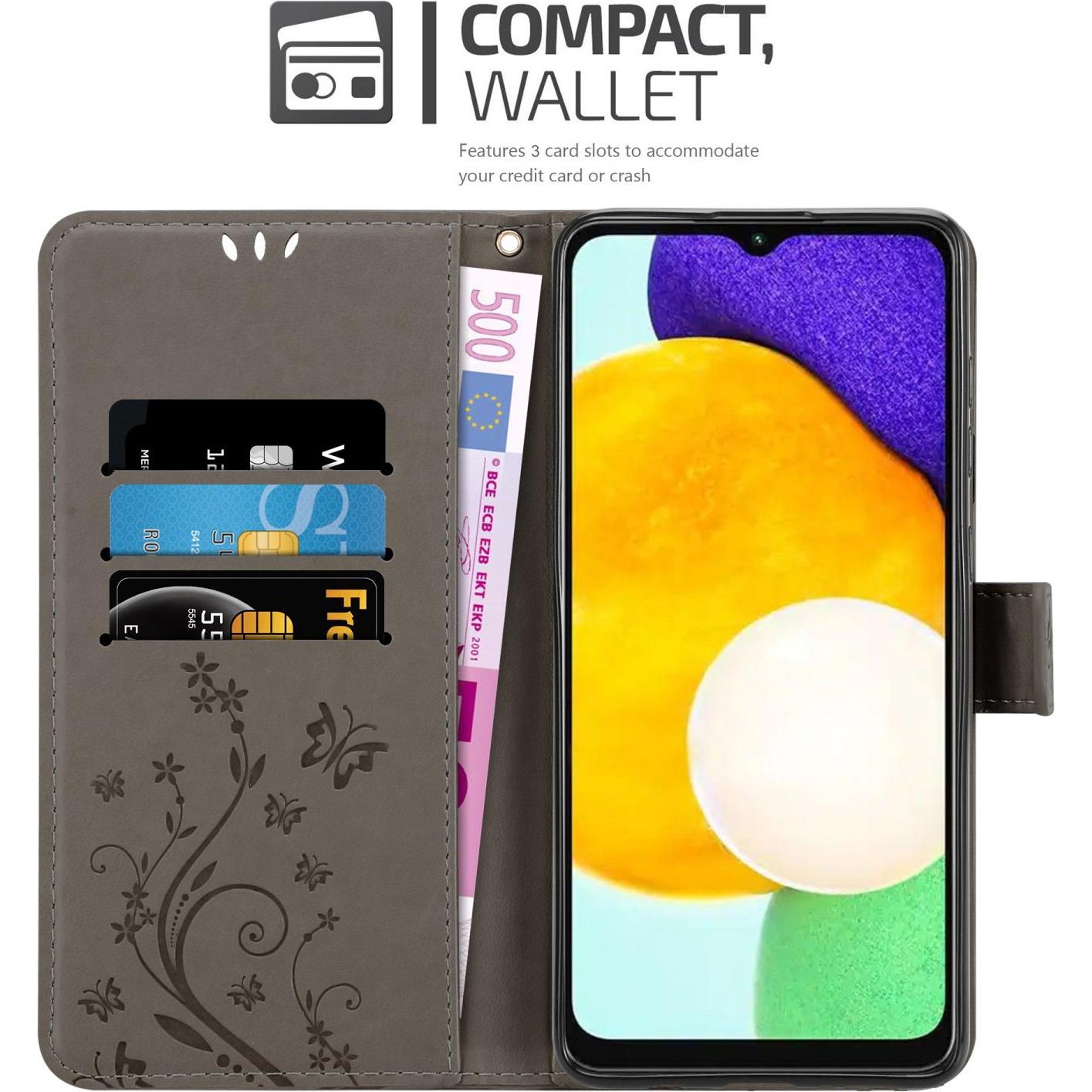 Thumbnail - Cadorabo Flower Book Hülle (Samsung Galaxy A13 5G), Smartphone Hülle, Grau