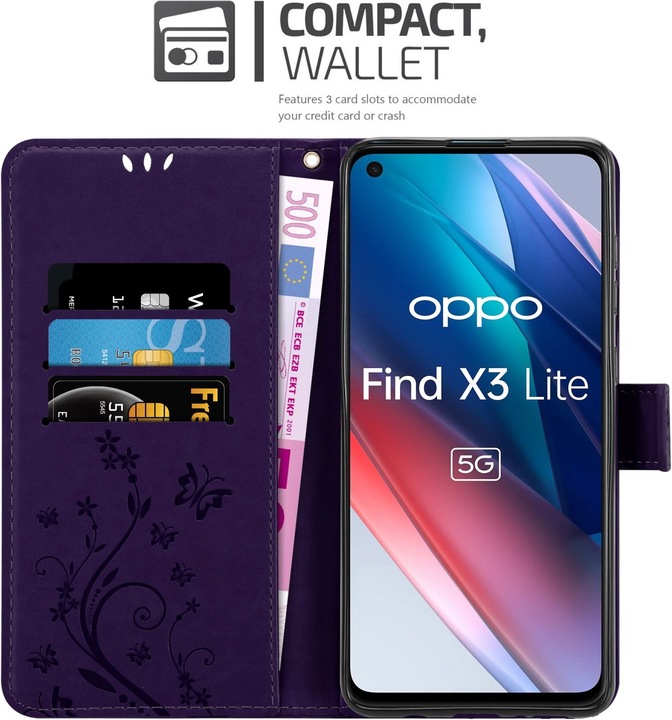 Actual product image Cadorabo Flower Book cover (Oppo Find X3 Lite)
