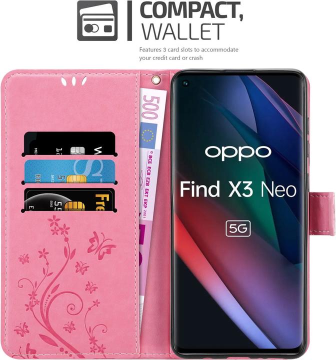 Produktbild Cadorabo Flower Book Hülle (Oppo Find X3 Neo)
