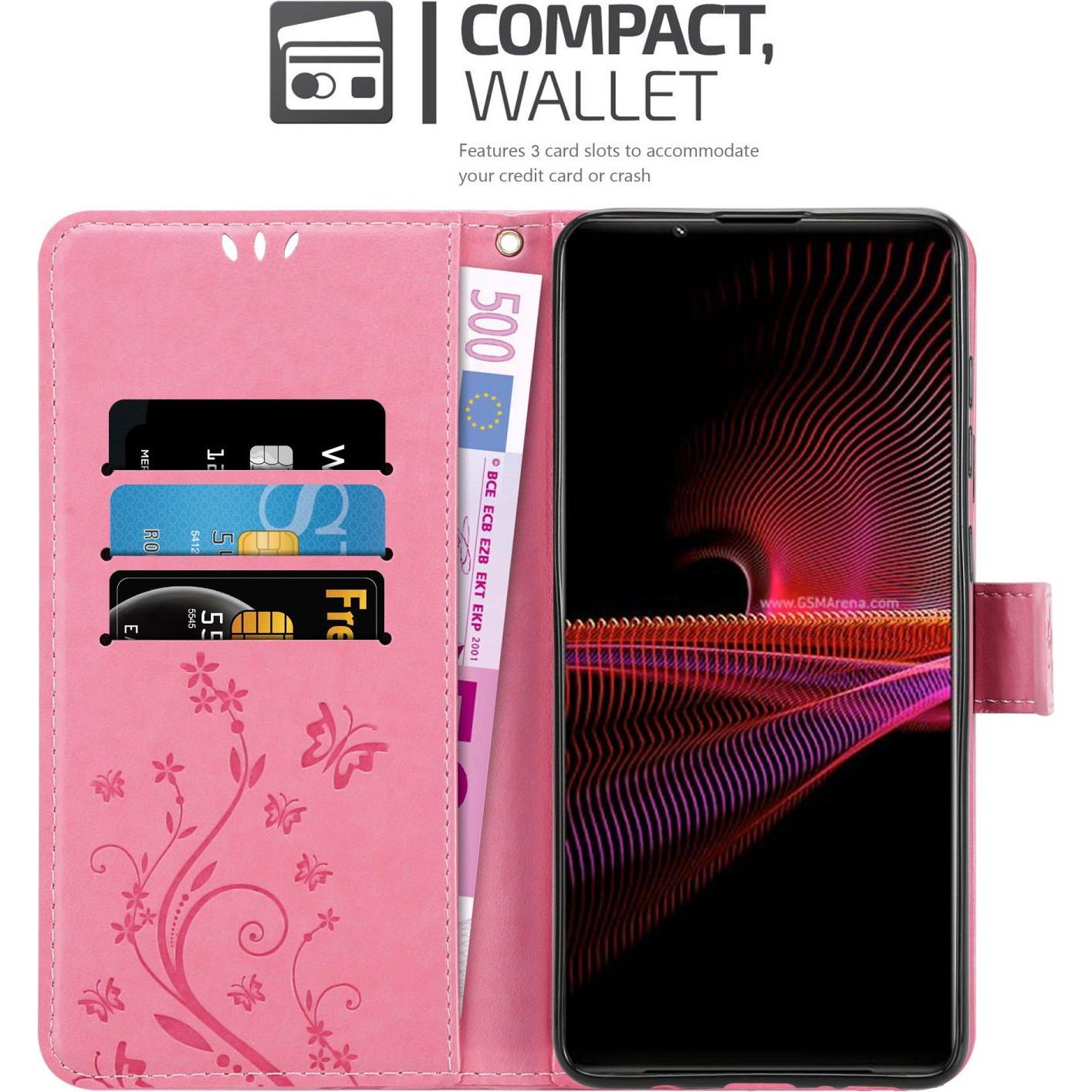 Thumbnail - Cadorabo Flower Book Hülle (Sony Xperia 1 III), Smartphone Hülle, Rosa