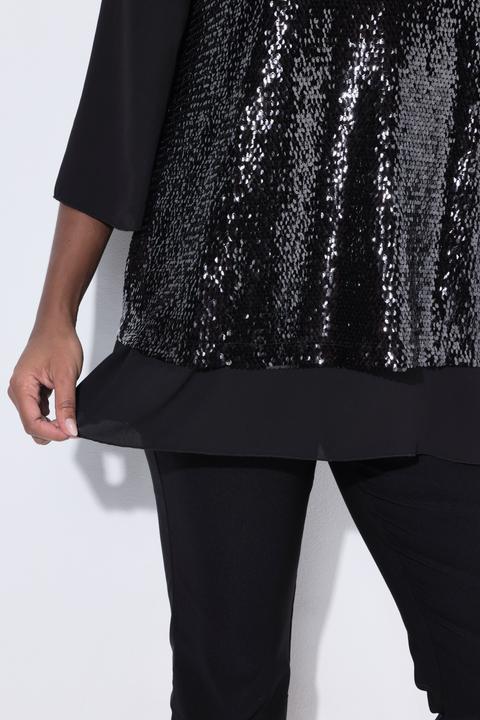 Actual product image Ulla Popken Sequined Layered Chiffon Blouse (50, 52)