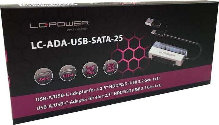 Image du produit LC-Power Adapter USB Typ-A -> Typ-C f.2,5",SATA HDD/SSD,USB3.2 Gen1x1 (0.16 m, USB 3.2 Gen 1)