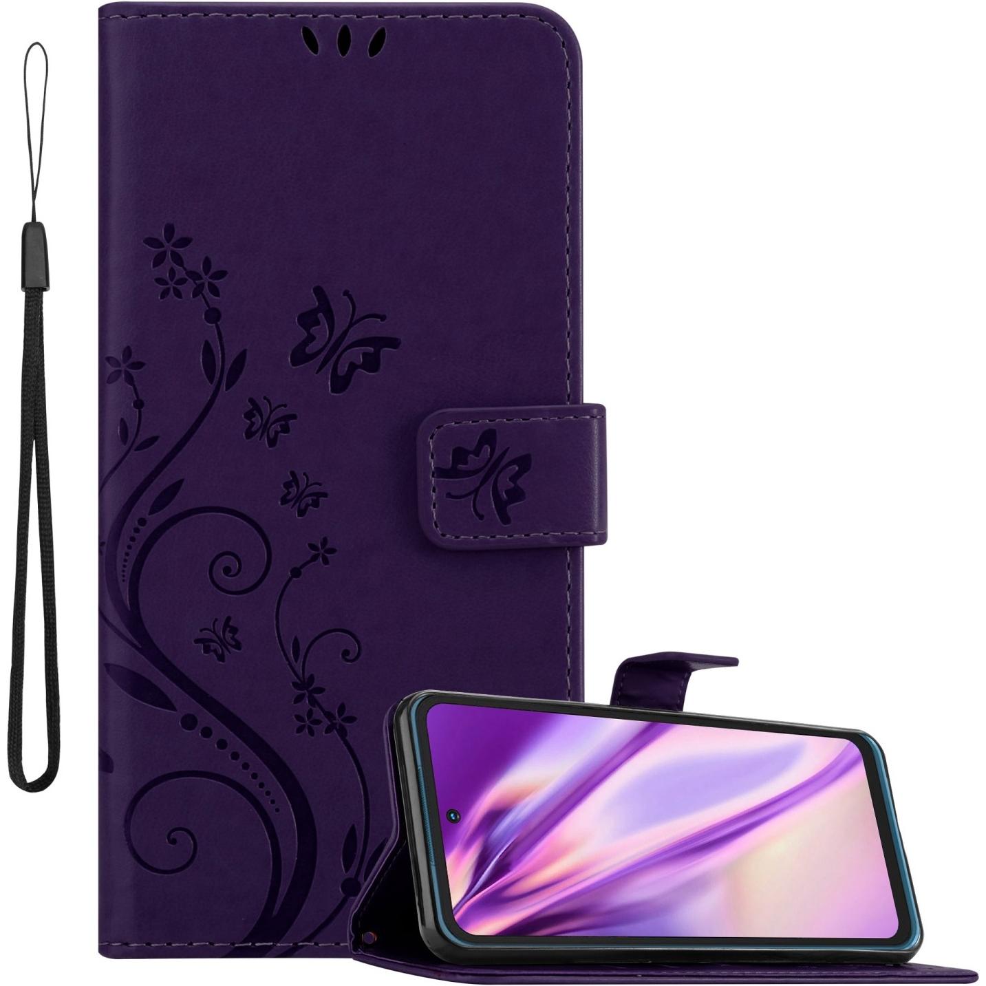 Cadorabo Flower Book Hülle (Nokia XR20), Smartphone Hülle, Violett