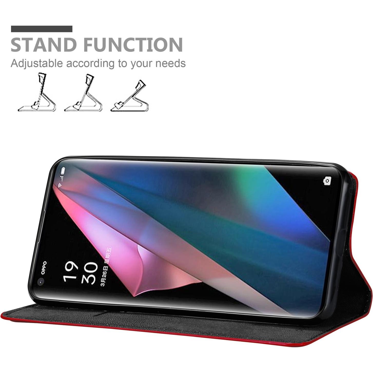 Thumbnail - Cadorabo Book Invis. Magnet Hülle (Oppo Find X3 Pro), Smartphone Hülle, Rot
