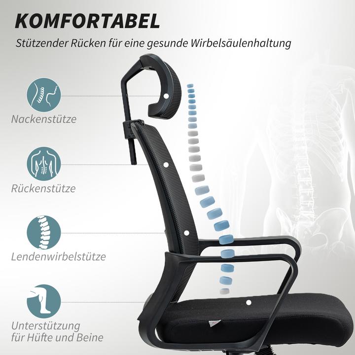 Produktbild Homcom Bürostuhl Mesh Schwarz
