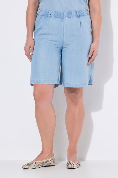 Image du produit Ulla Popken Bermuda en Lyocell aspect jean, jambe large et taille élastique (48)
