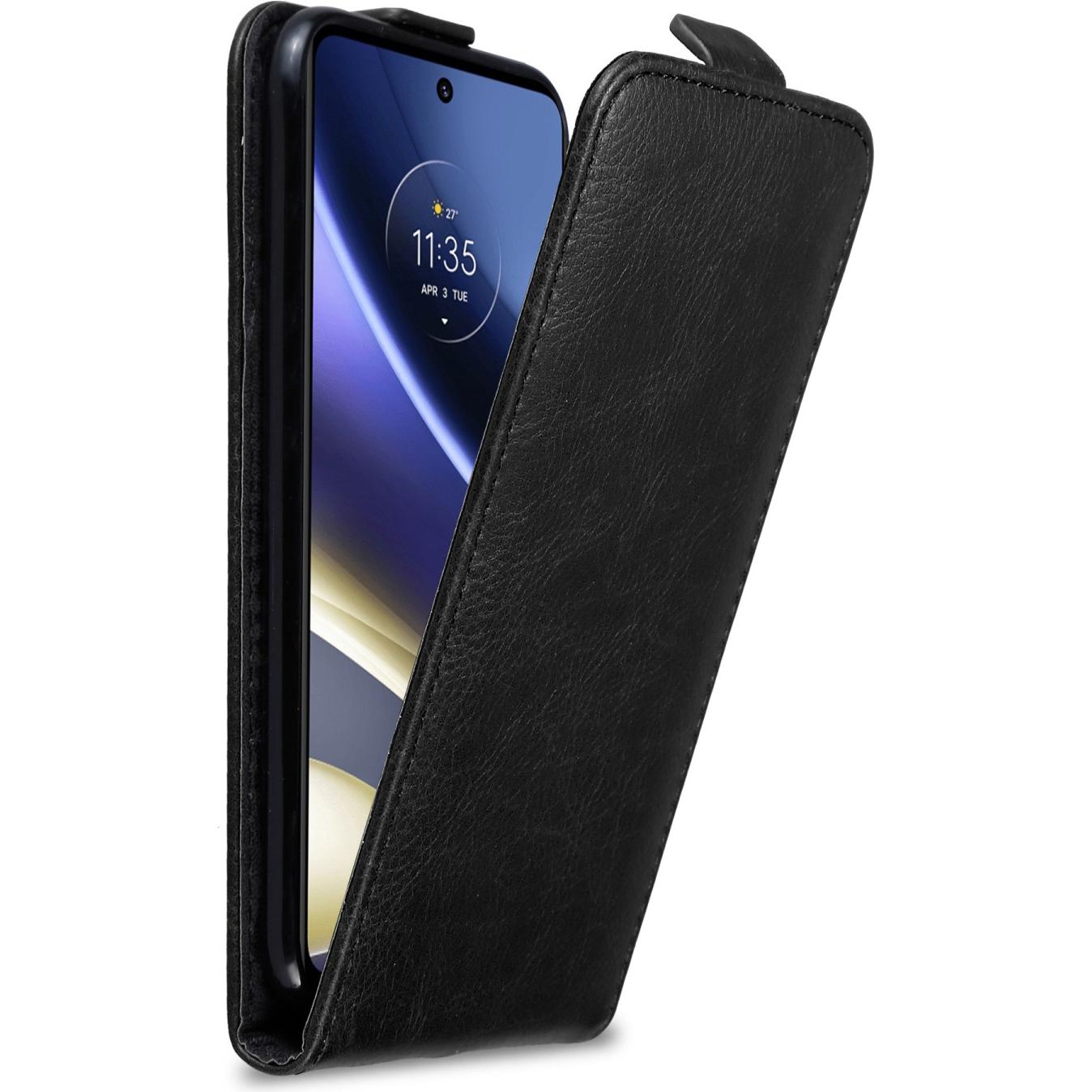 Cadorabo Flip wie Invis Hülle (Motorola Moto G51 5G), Smartphone Hülle, Schwarz