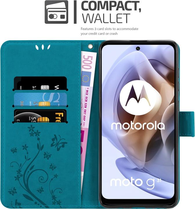 Image du produit Cadorabo Pochette Flower Book (Motorola Moto G31, Motorola Moto G41)