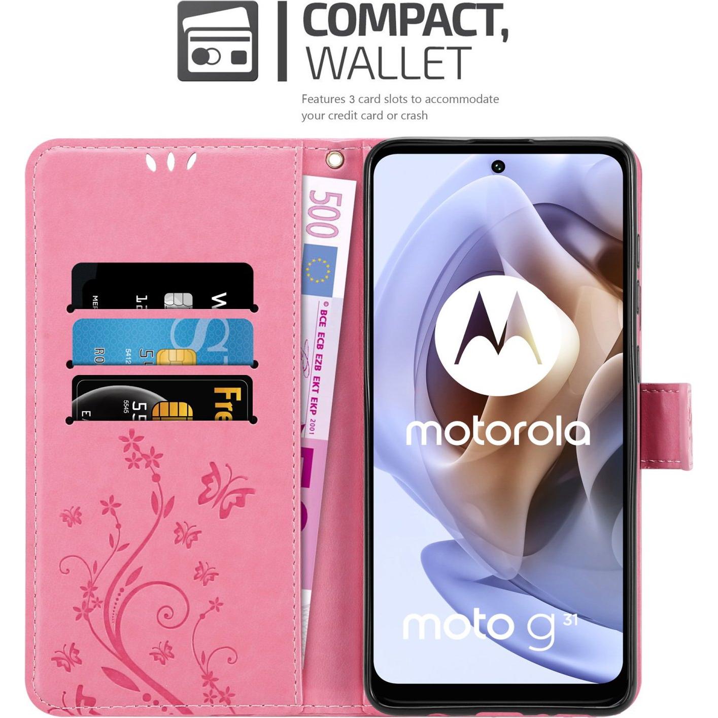 Thumbnail - Cadorabo Flower Book Hülle (Motorola Moto G31, Motorola Moto G41), Smartphone Hülle, Rosa