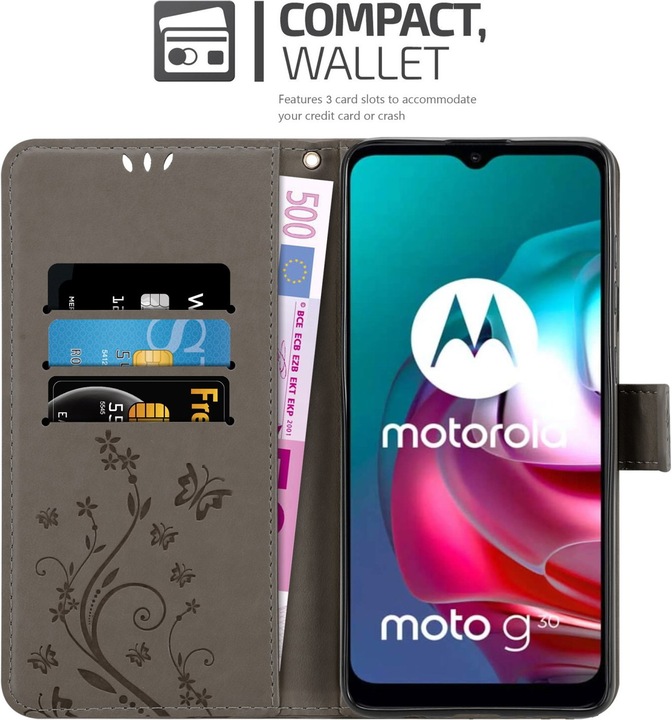 Actual product image Cadorabo Flower Book cover (Motorola Moto G30, Motorola Moto G10)