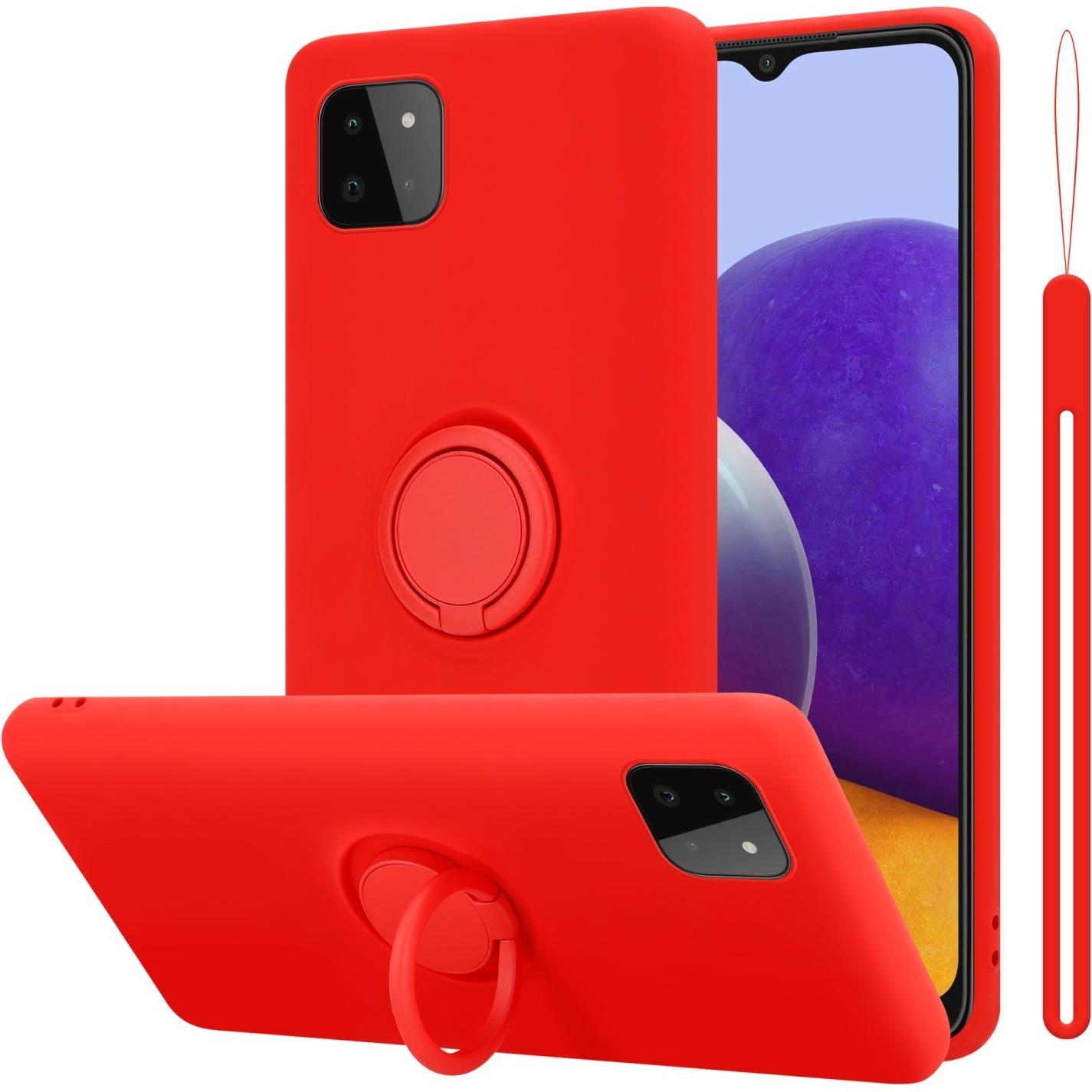Cadorabo TPU Liquid Ring Silicone Case Hülle (Samsung Galaxy A22 5G), Smartphone Hülle, Rot