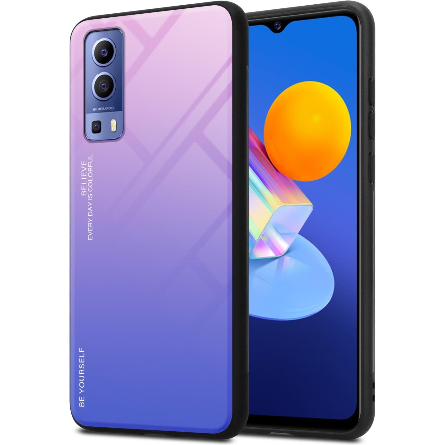 Cadorabo TPU 2 Farben Glas Hülle (Vivo Y72 5G, Vivo Y52s 5G), Smartphone Hülle, Schwarz