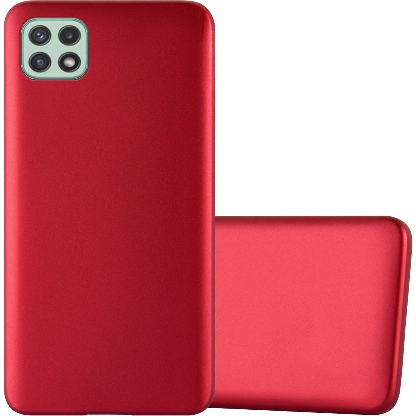 Cadorabo TPU Matt Metallic Hülle (Samsung Galaxy A22 5G), Smartphone Hülle, Rot