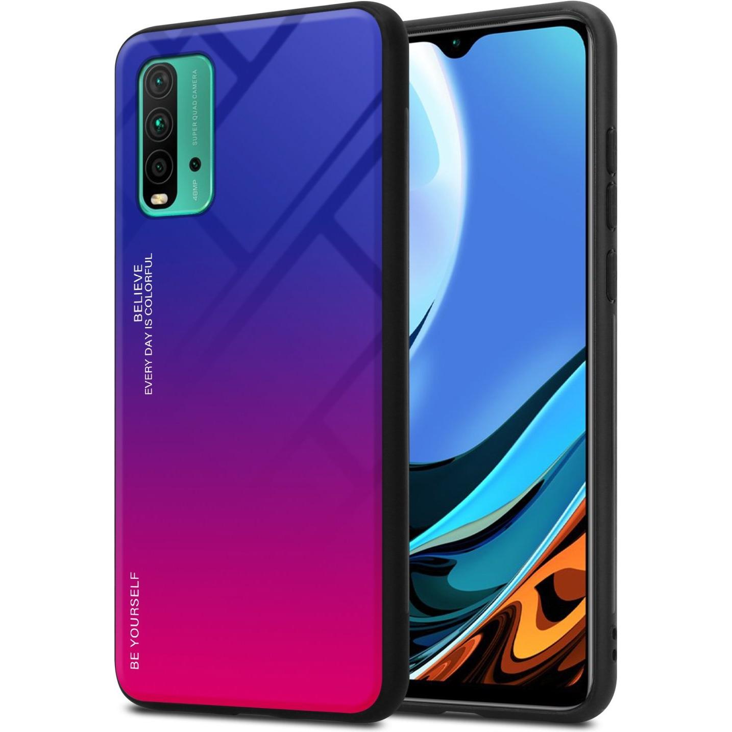 Cadorabo TPU 2 Farben Glas Hülle (Xiaomi Poco M3, Xiaomi Redmi 9T), Smartphone Hülle, Schwarz