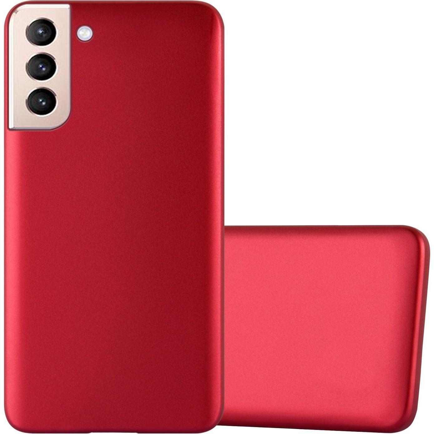Cadorabo TPU Matt Metallic Hülle (Samsung Galaxy S22+), Smartphone Hülle, Rot