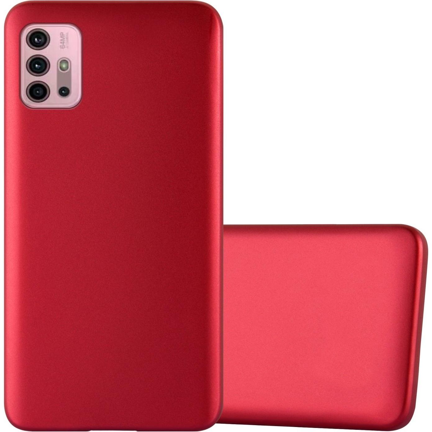 Cadorabo TPU Matt Metallic Hülle (Motorola Moto G30, Motorola Moto G10), Smartphone Hülle, Rot