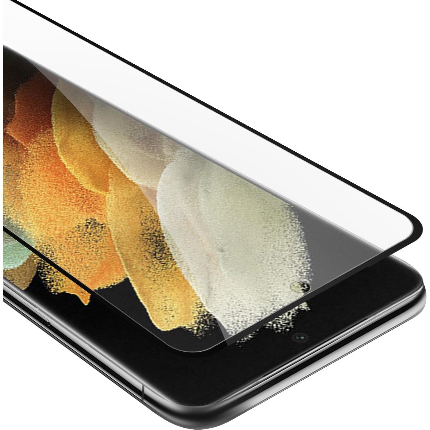 Cadorabo Vollbild Displayschutzglas (1 Stück, Samsung Galaxy S21), Smartphone Schutzfolie, Schwarz