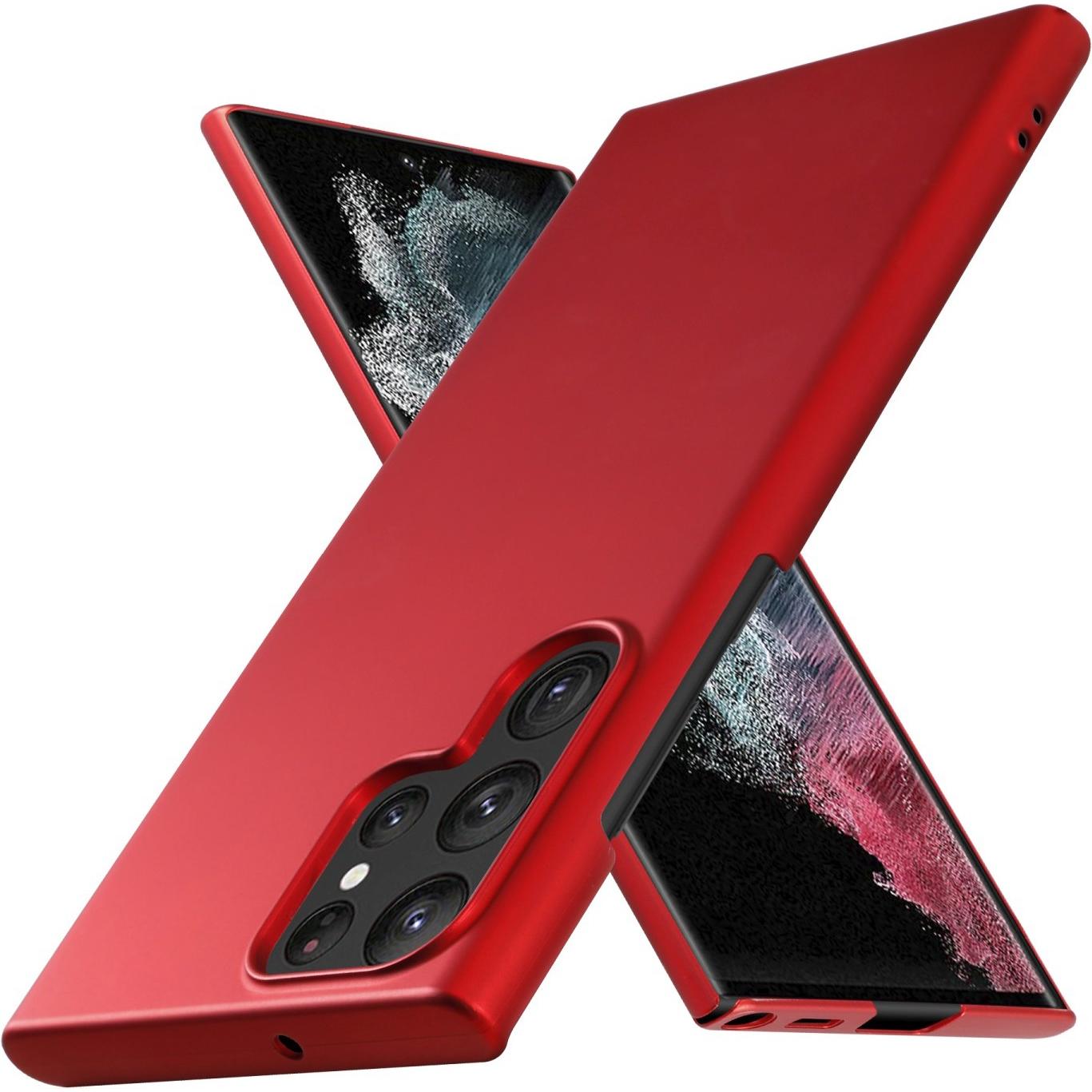 Cadorabo HC Matt Metall Hülle (Samsung Galaxy S22 Ultra), Smartphone Hülle, Rot