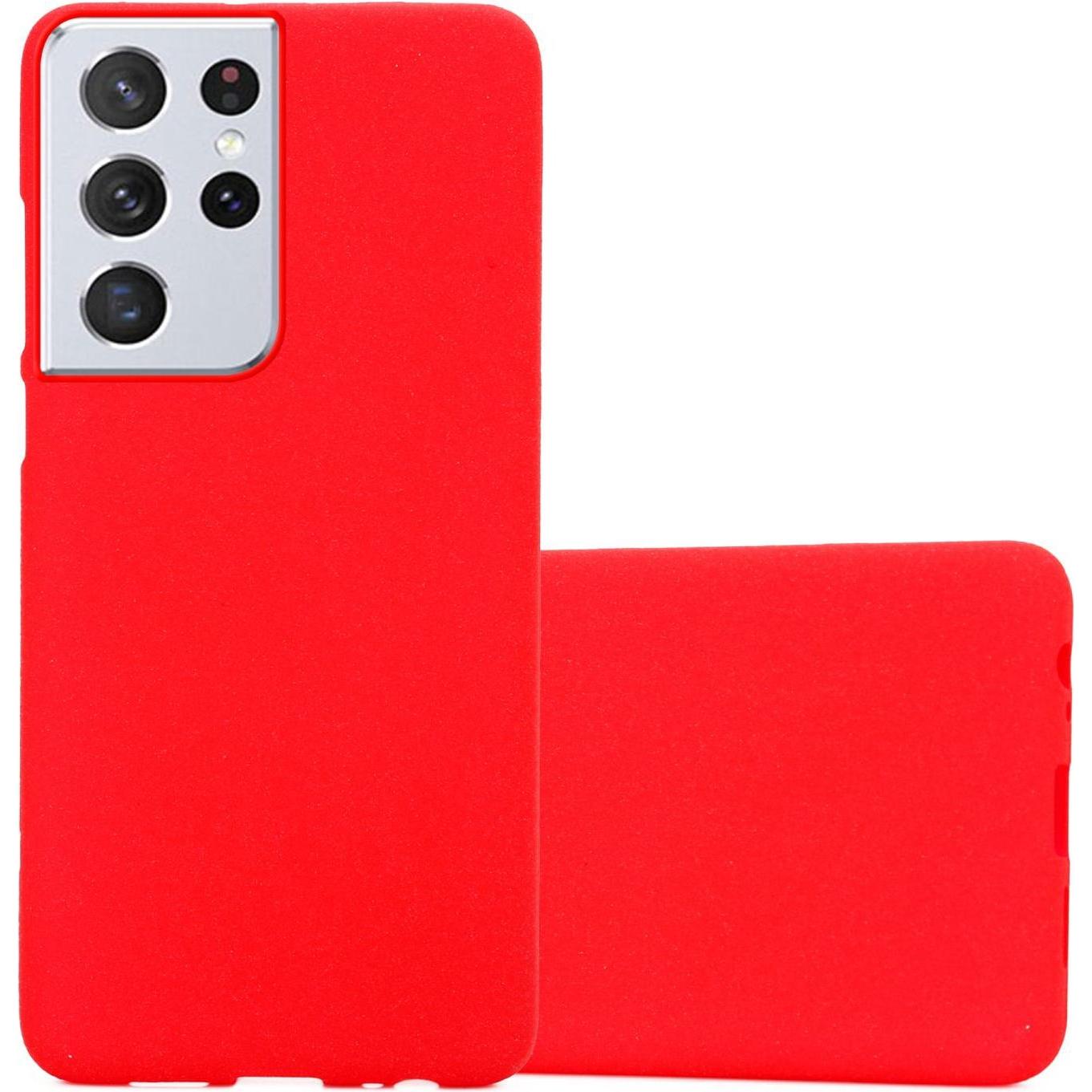 Cadorabo TPU Frosted Hülle (Samsung Galaxy S22 Ultra), Smartphone Hülle, Rot