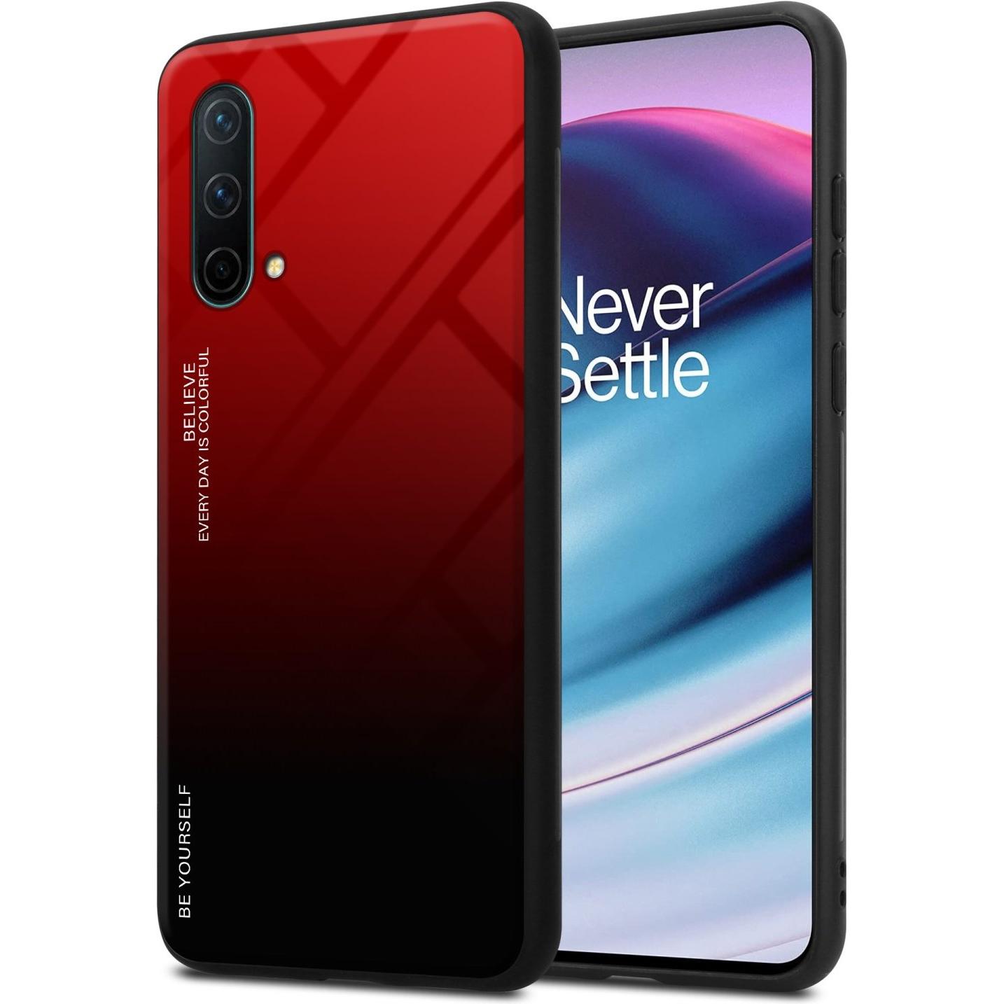 Cadorabo TPU 2 Farben Glas Hülle (OnePlus Nord CE 5G), Smartphone Hülle, Schwarz