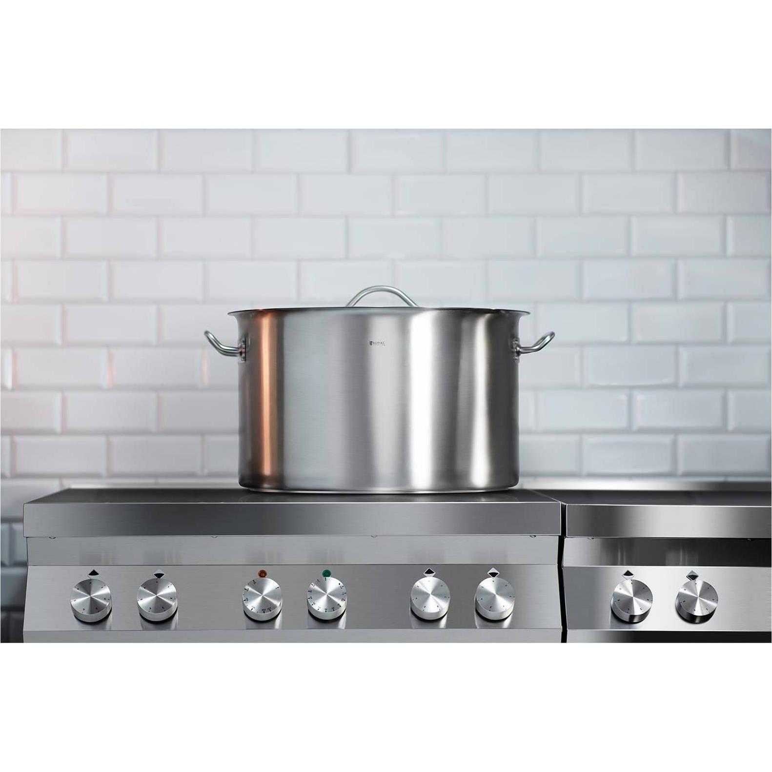 Thumbnail - Royal Catering Kochtopf Induktion 44 Liter Kochtopf + Deckel Suppentopf Rostfrei Topf Eintopf, Pfanne + Kochtopf, Silber