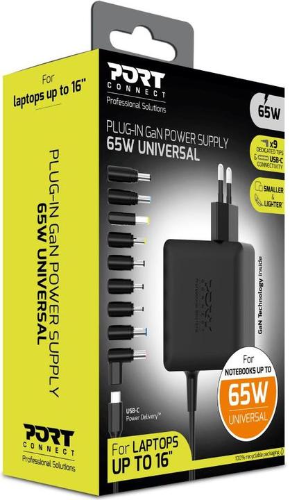 Image du produit Port Designs Port Netzteil GaN 65W - Universal, EU-Stecker (65 W, 1 portion)