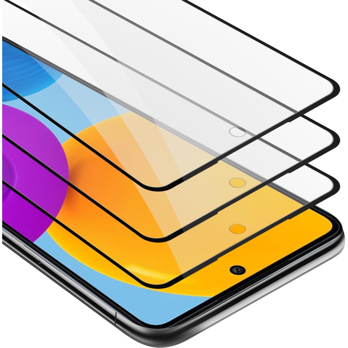 Cadorabo Vollbild Displayschutzglas (3 Stück, Samsung Galaxy M52 5G), Smartphone Schutzfolie, Schwarz