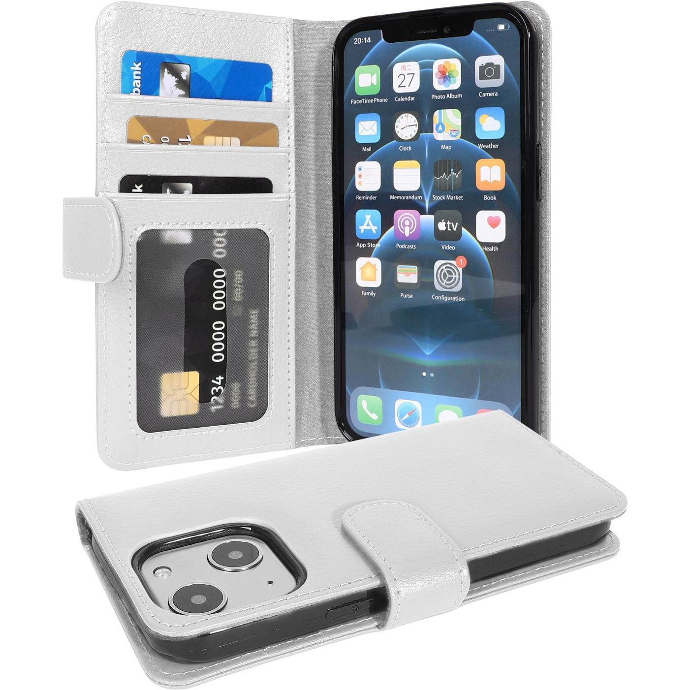 Cadorabo 3 Kartenfächer Hülle (Apple iPhone 13 mini), Smartphone Hülle, Weiss
