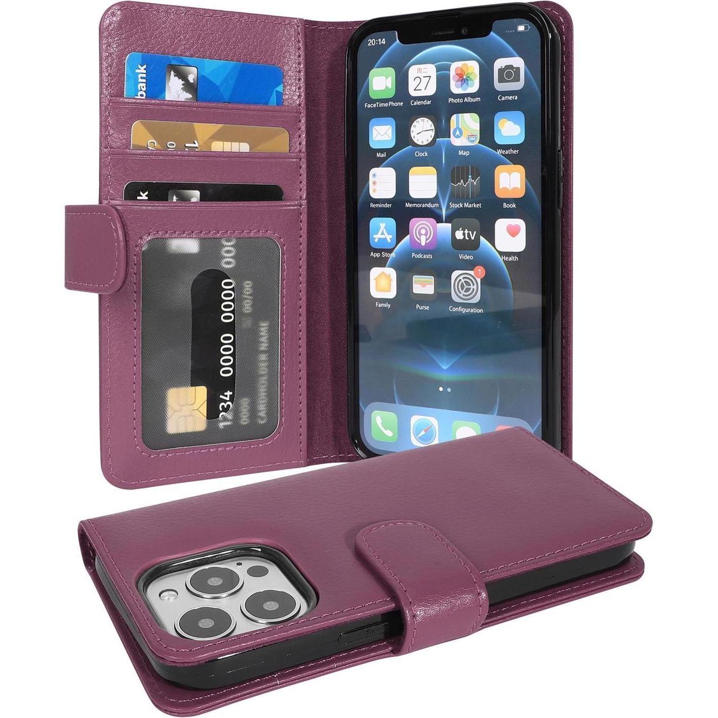 Thumbnail - Cadorabo 3 Kartenfächer Hülle (Apple iPhone 13 Pro Max), Smartphone Hülle, Violett